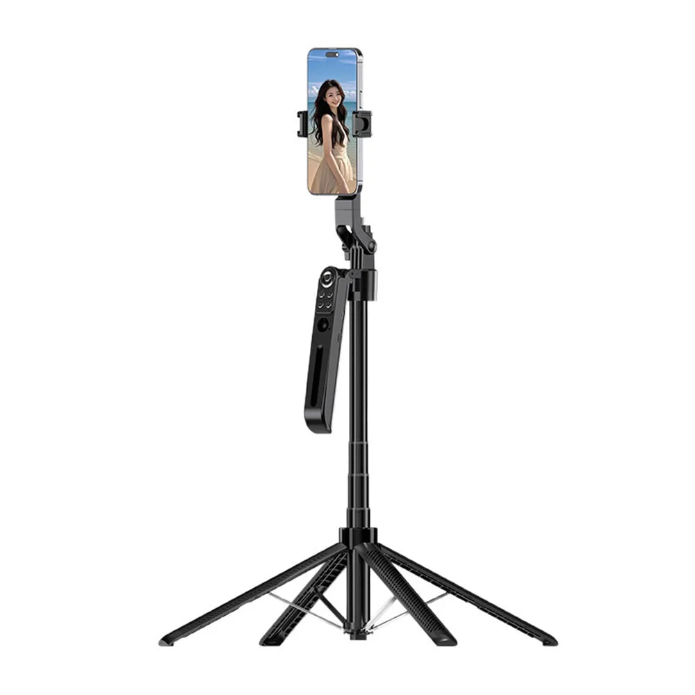 FUNSNAP A16 1.8m Extendable AI Face Tracking Selfie Stick 360 Degree Panoramic Tripod with Remote (without Fill Light) - Black - 1