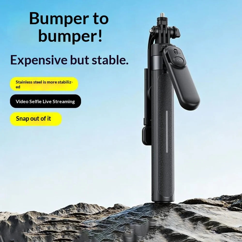 X2 Bluetooth-compatible Selfie Stick Tripod with Remote Control & Single Fill Light 1.3m Extendable 4-Axis Stabilization Phone Holder for Live Streaming - Black - 6