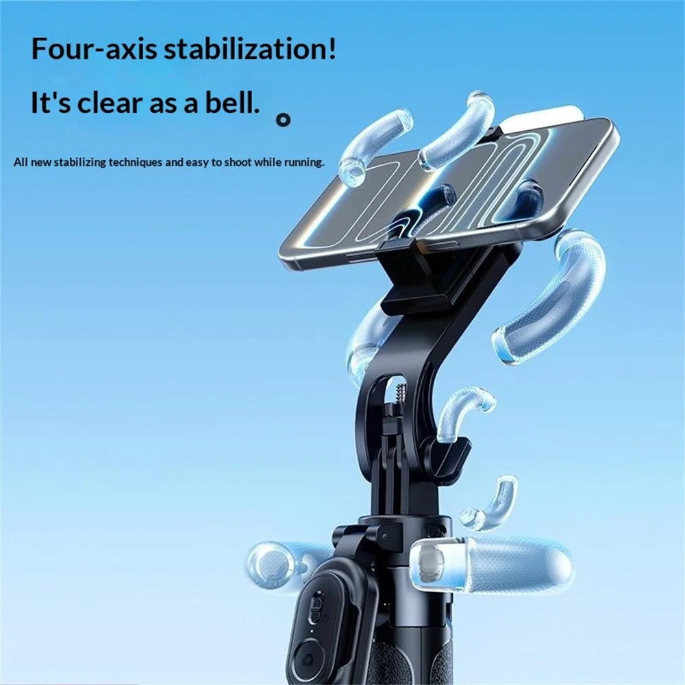 X2 Bluetooth-compatible Selfie Stick Tripod with Remote Control & 2Pcs Fill Lights 1.3m Extendable 4-Axis Stabilization Phone Holder for Live Streaming - Black - 3