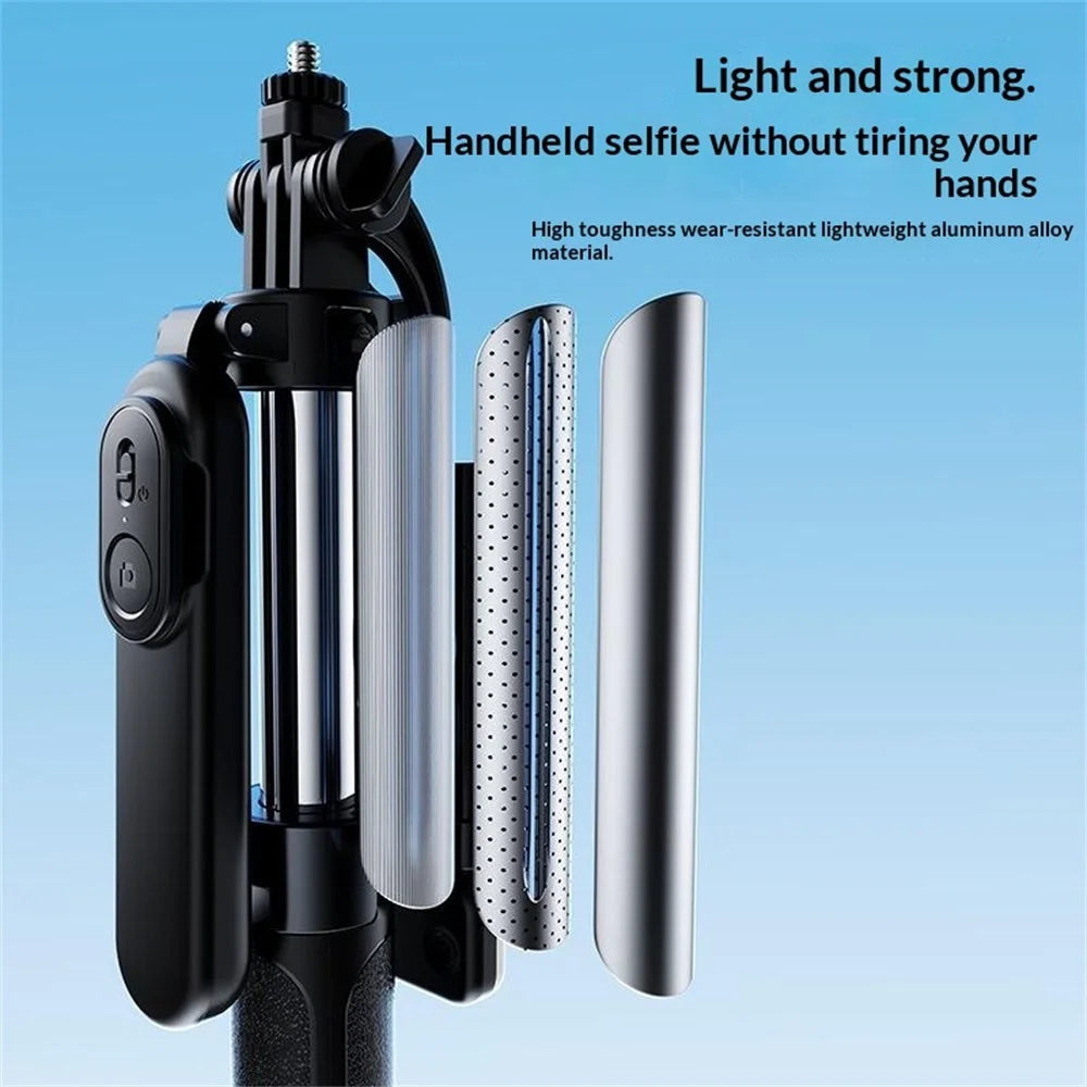 X2 Bluetooth-compatible Selfie Stick Tripod with Remote Control & 2Pcs Fill Lights 1.3m Extendable 4-Axis Stabilization Phone Holder for Live Streaming - Black - 4
