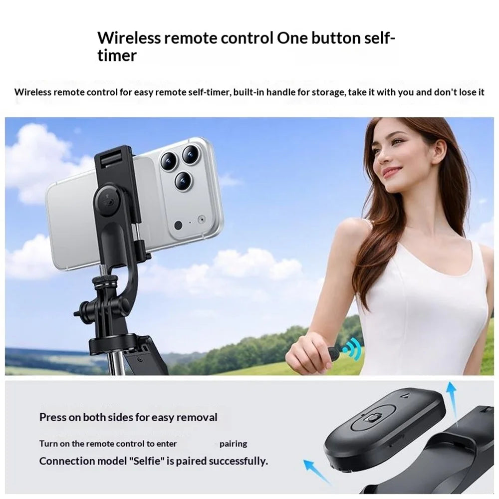 YESIDO SF34 Selfie Stick Tripod 1 / 4 Inch Thread Mount Bluetooth-compatible Remote Control Extendable Holder Stand for Phone Camera - Black - 4