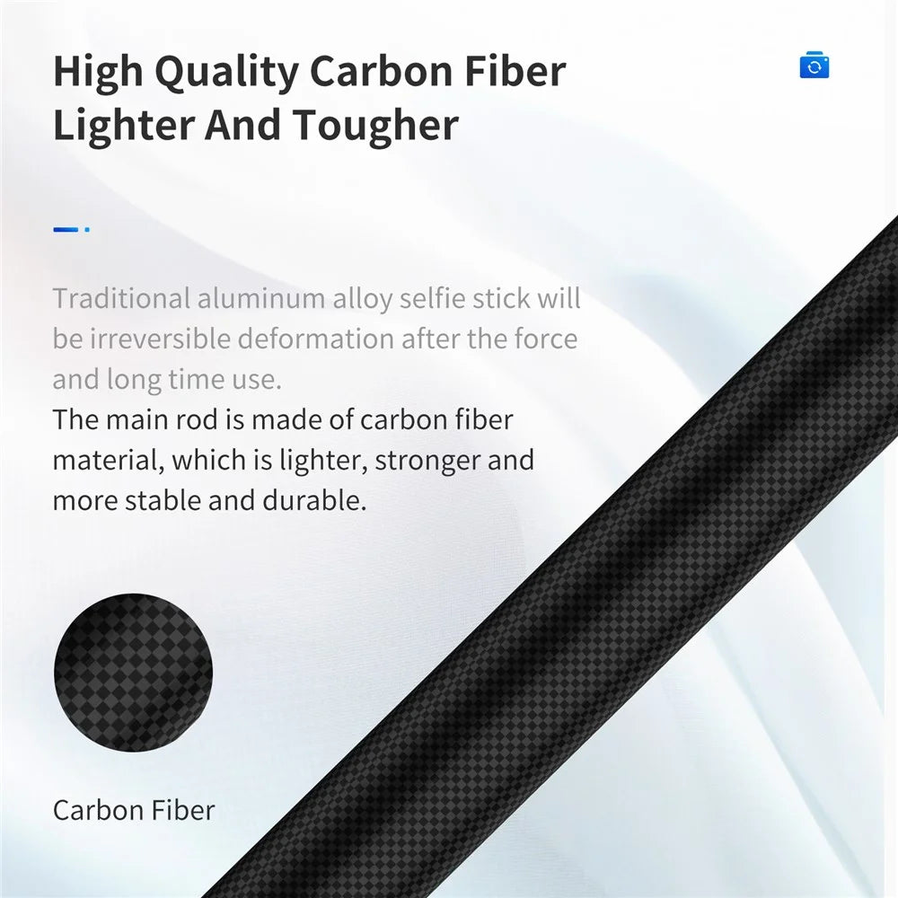 TELESIN TE-MNP-117 1.16m Carbon Fiber Selfie Stick Adjustable Length Monopod with 1/4 Screw Hole for Phone Action Camera - 3