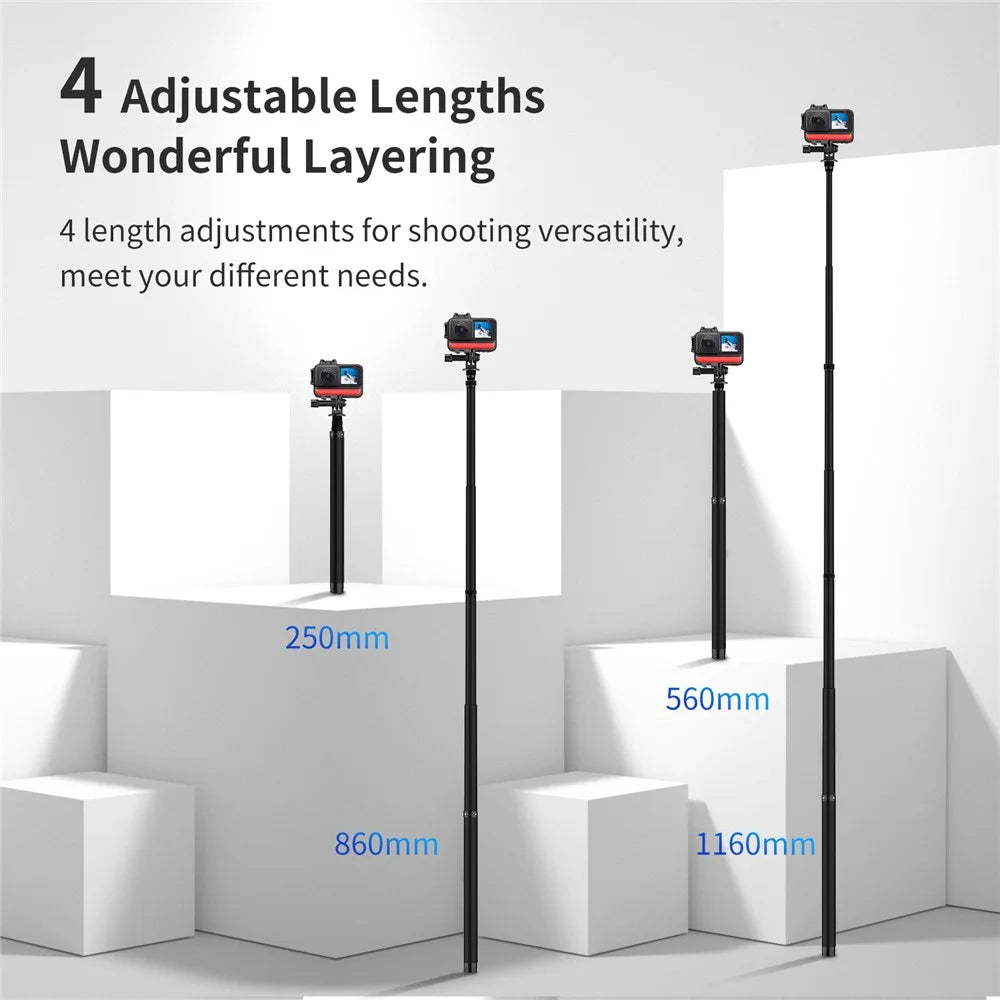 TELESIN TE-MNP-117 1.16m Carbon Fiber Selfie Stick Adjustable Length Monopod with 1/4 Screw Hole for Phone Action Camera - 5