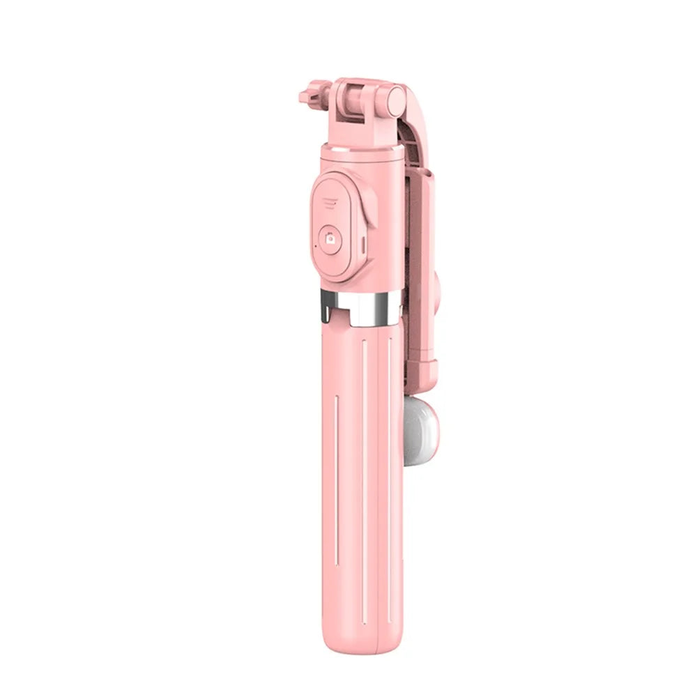 Z8S 103cm 2 in 1 Telescopic Wireless Bluetooth-compatible Selfie Stick Remote Control Folding Tripod with Fill Light - Pink - 2