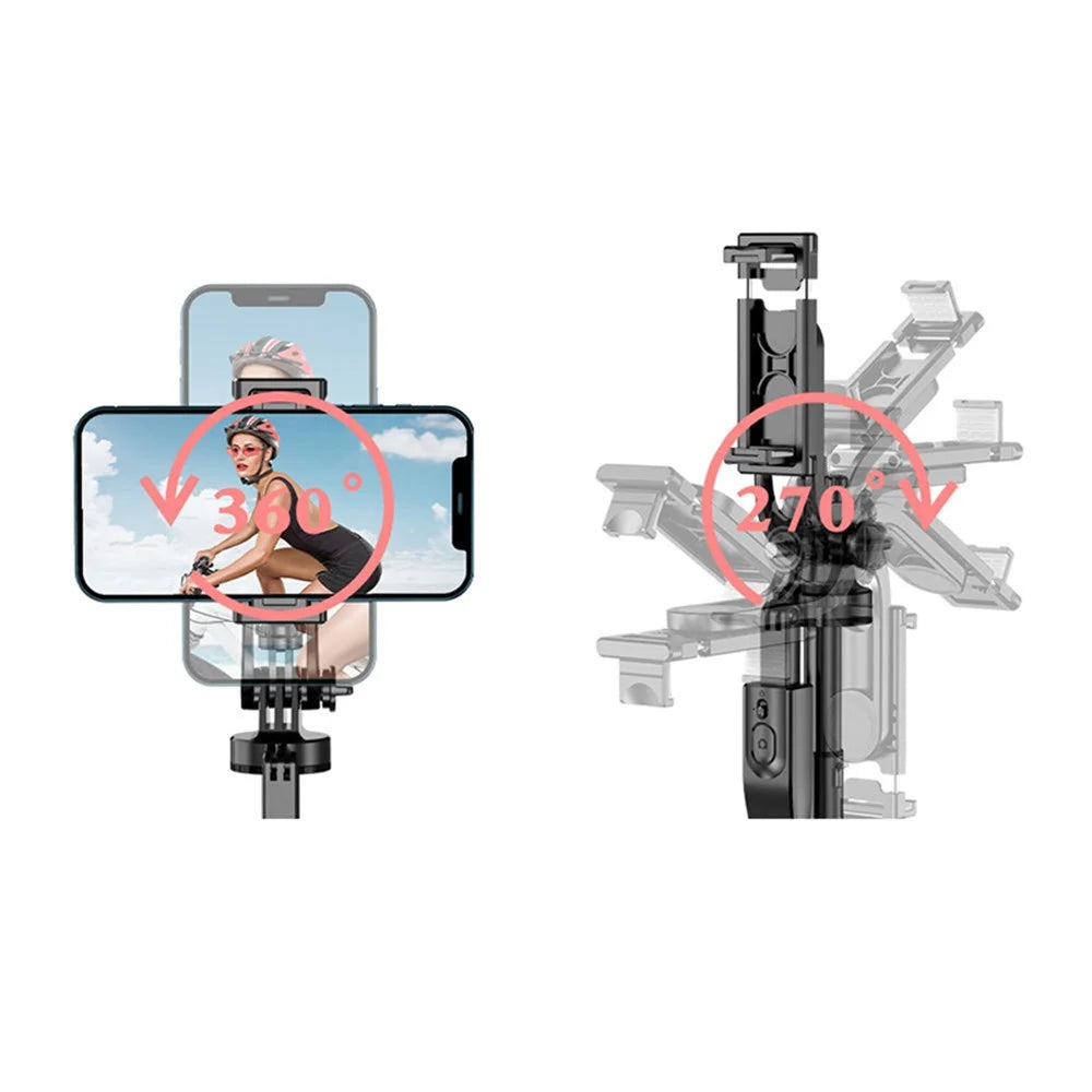 L16 34-153cm Extendable Selfie Stick Tripod Stand Camera Gimbal Stabilizer Phone Clip Holder Wireless Bluetooth-compatible Remote Control with Dual Lights - 3