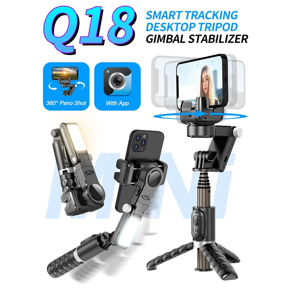 Q18 Single-Axis Gimbal Selfie Stick Tripod Stand Panoramic Follow Shot Anti-Shake Handheld Gimbal Stabilizer - 3