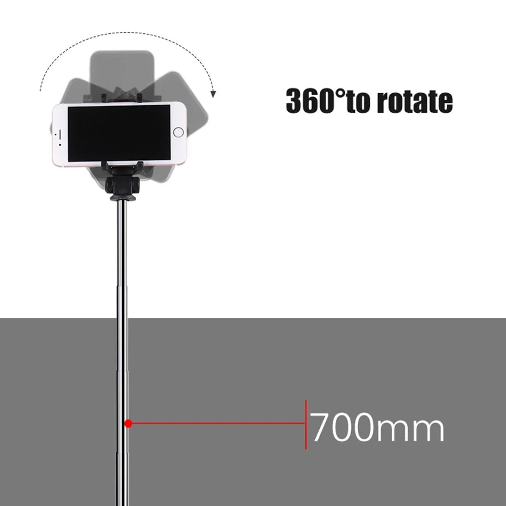 L01 Mini Tripod Stand Phone Clip Holder Extendable Selfie Stick with Bluetooth-compatible Remote Control - Black - 7