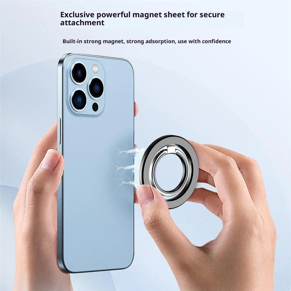 MP-25 Dual Side Magnetic Phone Ring Holder Finger Stand 180° Flip Desktop Mount Kickstand - Black - 3
