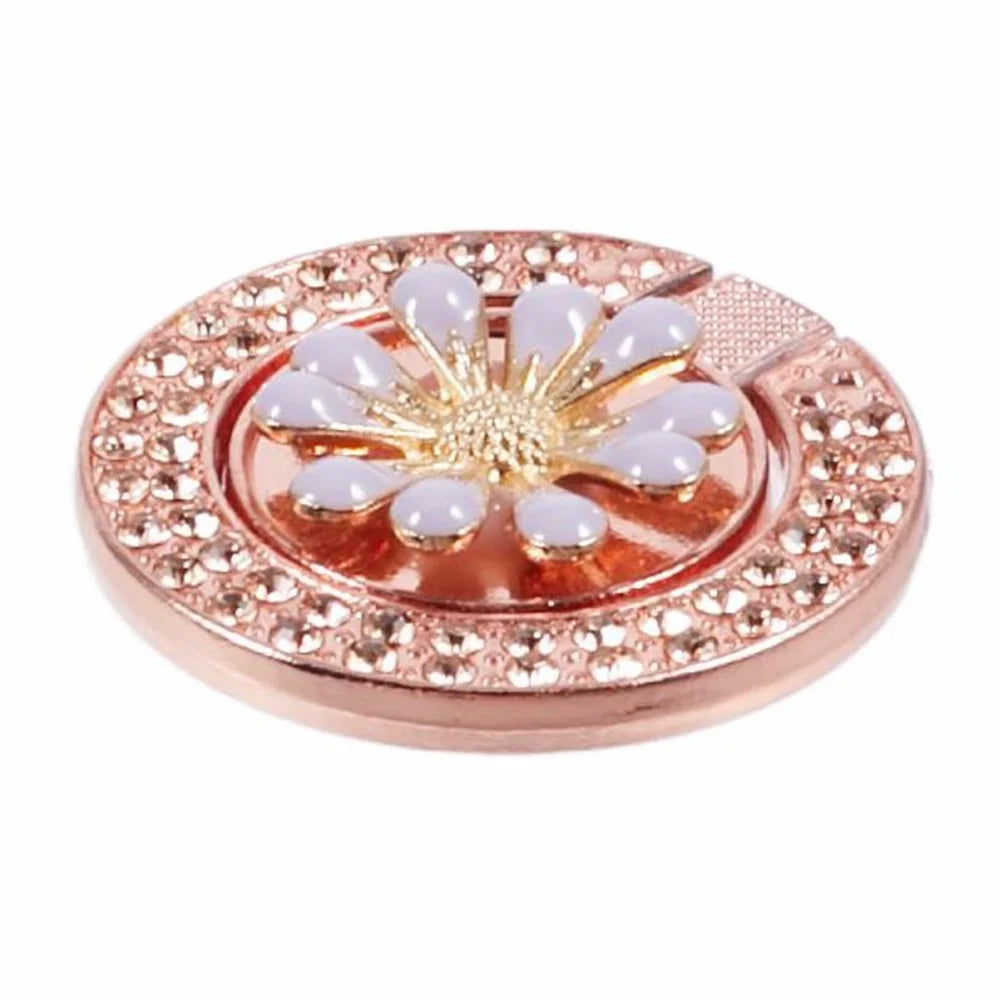 Round Phone Kickstand Adhesive Metal Phone Ring Holder Grip Flower Decoration - Light Purple - 3