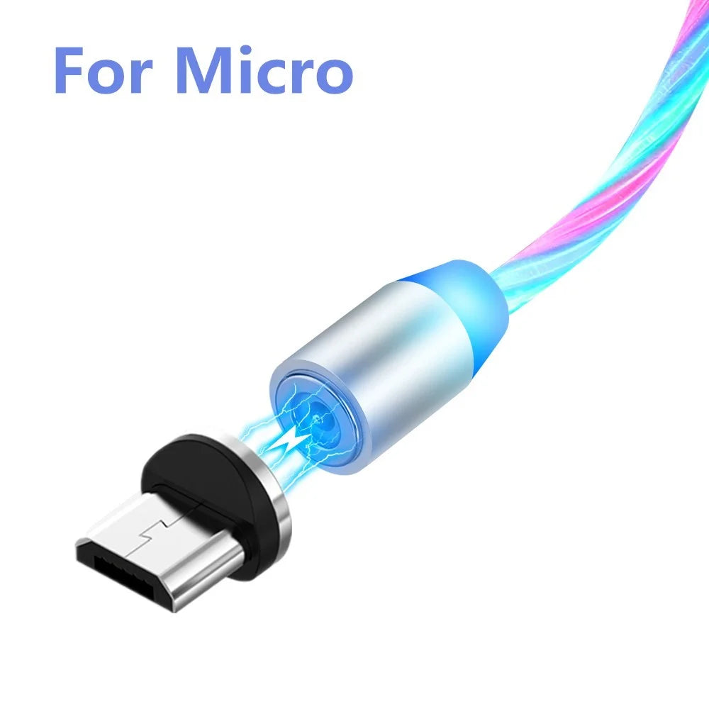 Creative 360° Adsorption Three Color Streamer Micro USB Magnetic Charging Cord - 2