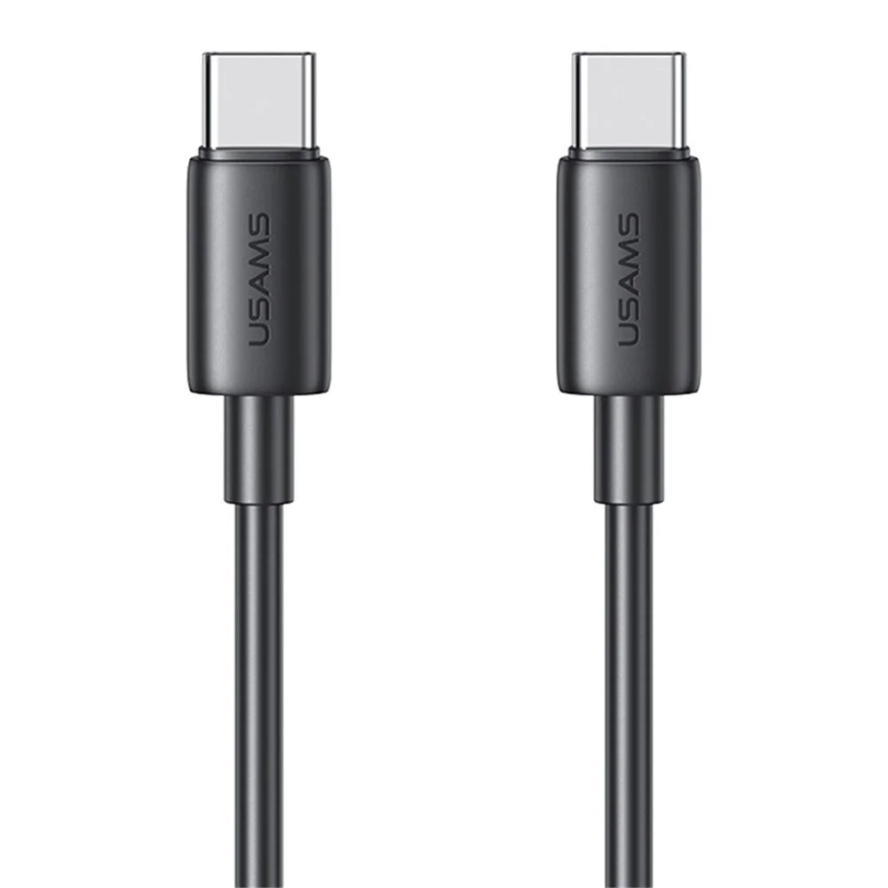 USAMS SJ711 YD Series 1m Type-C to Tуpe-C 60W Fast Charging Data Cable PVC Cord - Black - 1