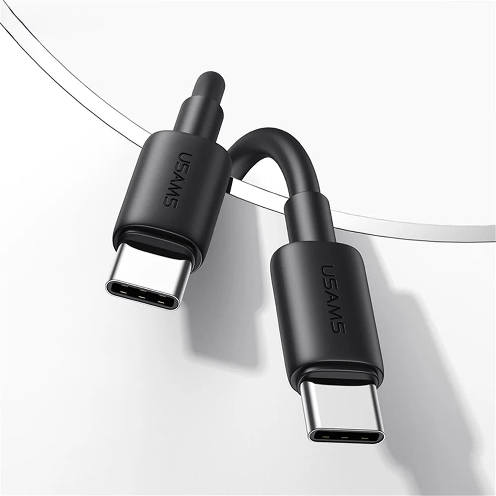 USAMS SJ711 YD Series 1m Type-C to Tуpe-C 60W Fast Charging Data Cable PVC Cord - Black - 2