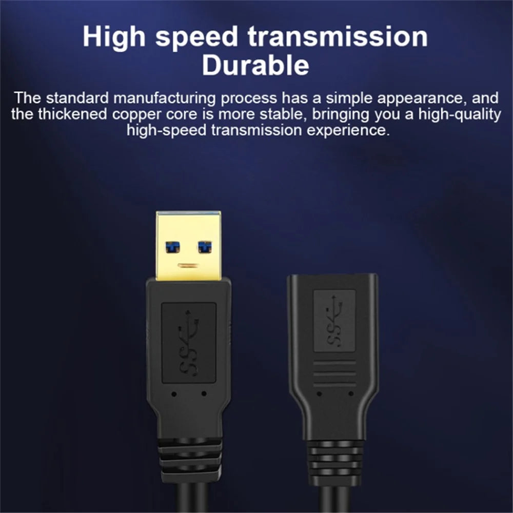 0.3m USB 3.0 Male to Female Extension Cord High Speed PVC Data Transfer Cable - 3
