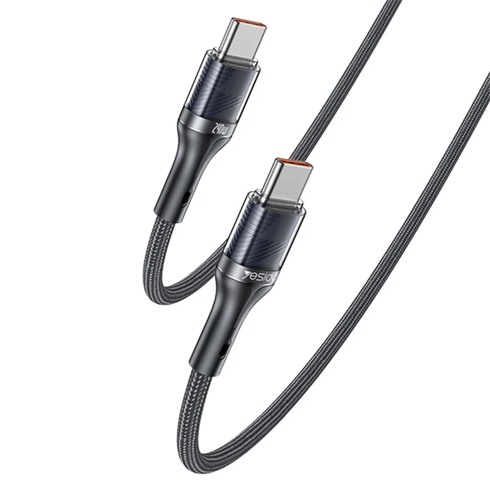 YESIDO CA166 1.2m Type-C to Type-C Data Cable PD2.0 240W Phone Laptop Fast Charging Cord - 1