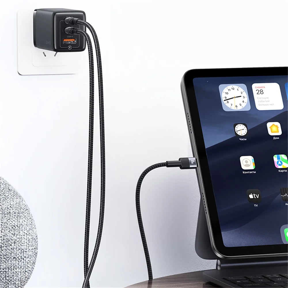 USAMS SJ724 SY Series 1.2m Type-C to Type-C Cable 60W Fast Charging Nylon Braided Data Cord - Tarnish - 2