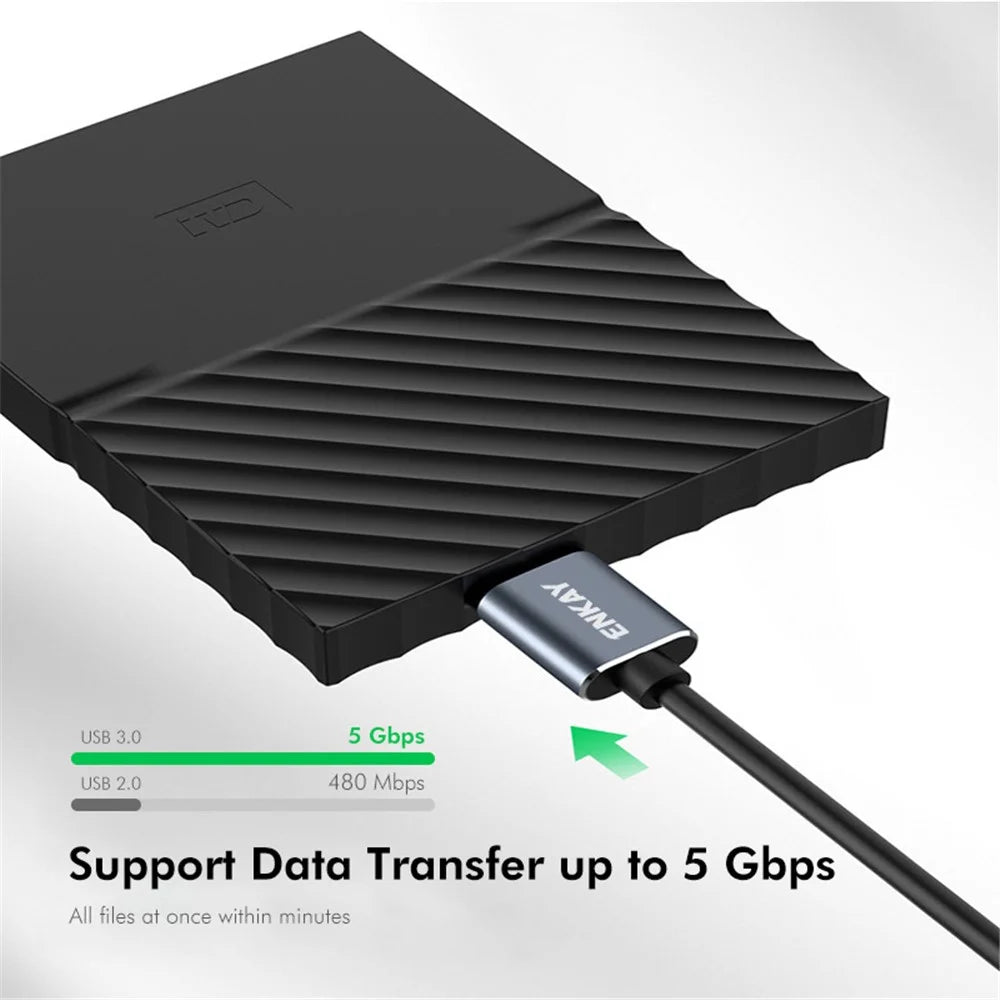 ENKAY HAT PRINCE 0.5m USB 3.1 Type-C to USB 3.0 Micro B Cable for Camera Hard Drive Charging Data Cable - 3