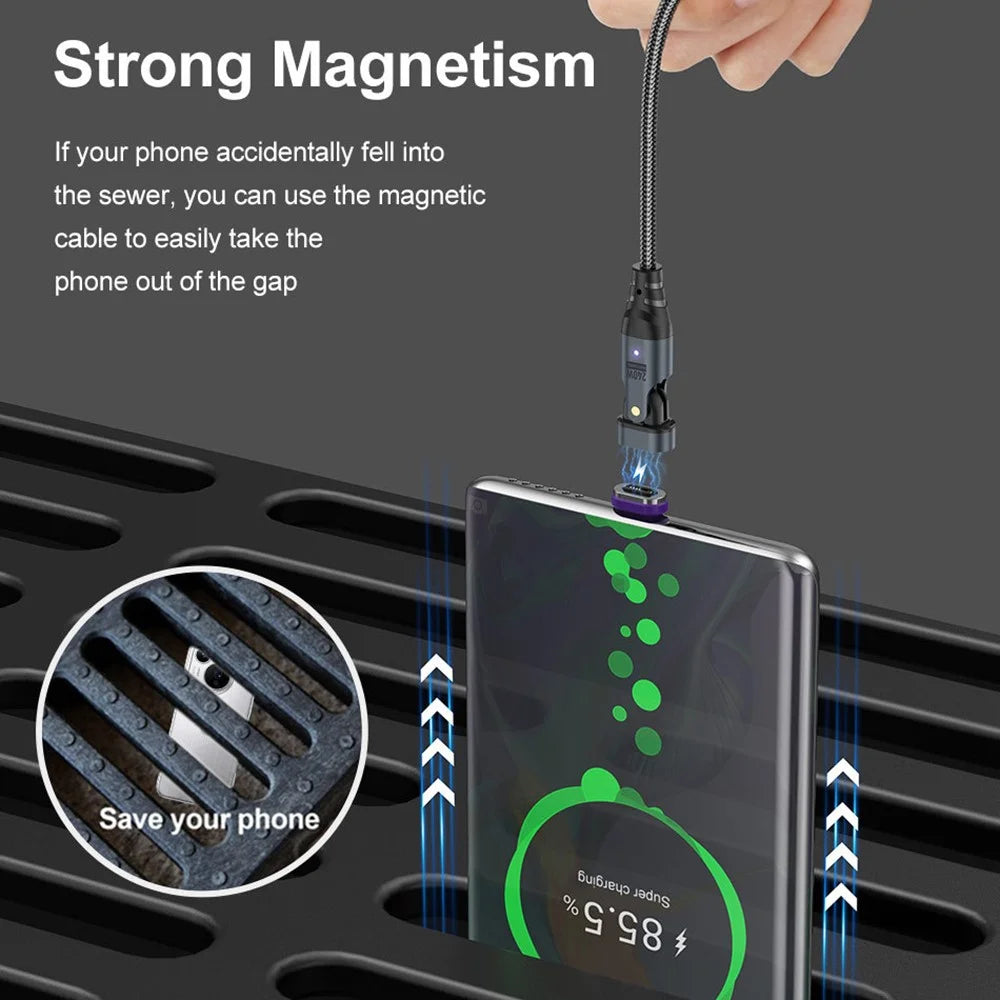 USLION US0203 1.8m Type-C to iP / Type-C / Micro Rotatable Connector Magnetic Charging Cable 240W Data Cable - 2