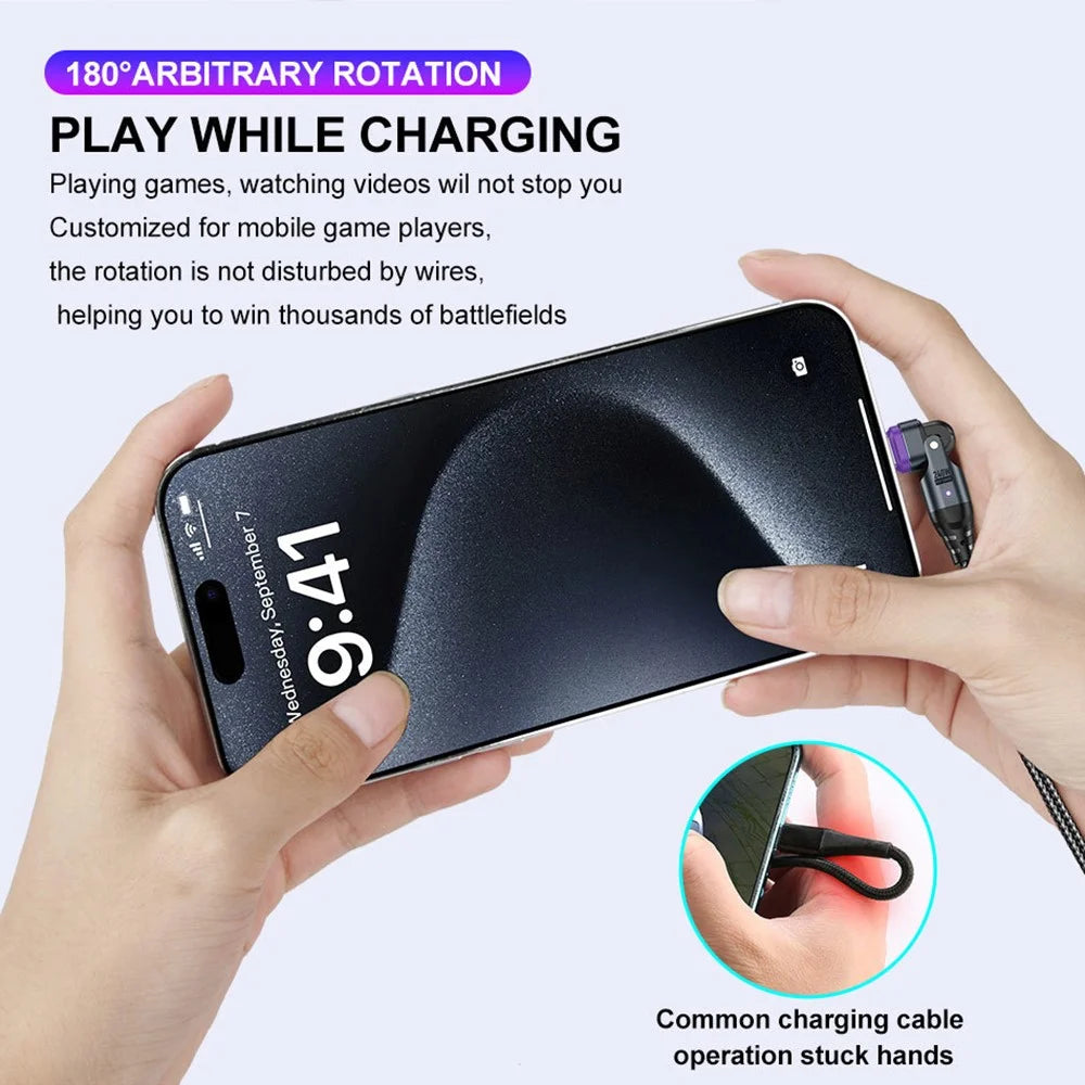 USLION US0203 1.8m 180-Degree Rotatable Connector 240W Data Cable Magnetic Charging Cable - USB-C To USB-C - 3