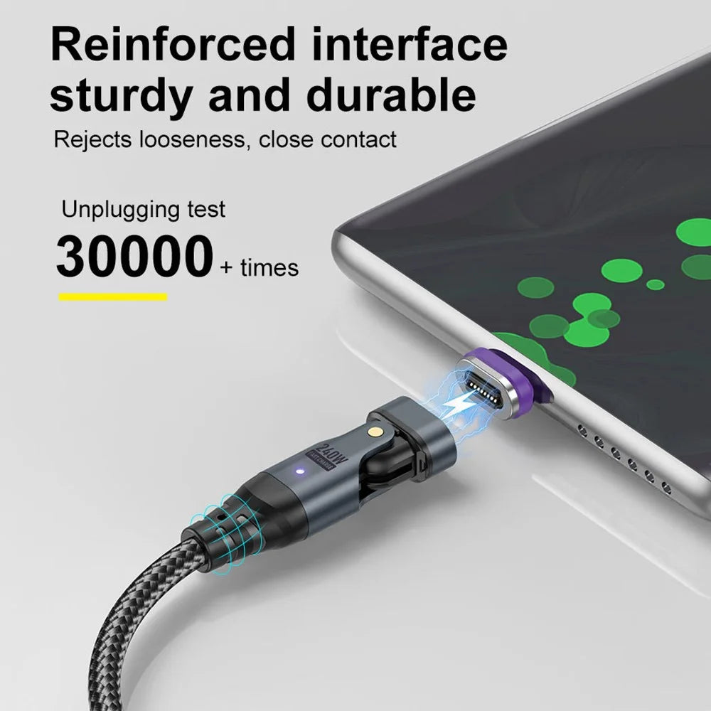 USLION US0203 1.8m 180-Degree Rotatable Connector 240W Data Cable Magnetic Charging Cable - USB-C To USB-C - 7