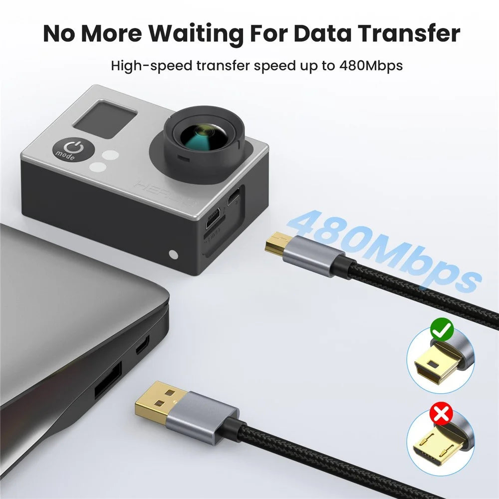 0.3m USB 2.0 to Mini B Male Charger Cord USB Mini to USB Charging Cable for PS3 Controller  /  MP3 Player  /  Camera - 6