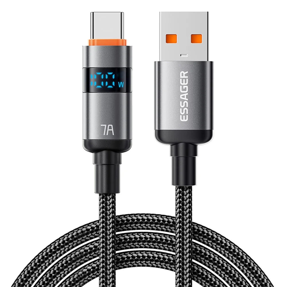 ESSAGER ES-X61 2m USB to Type-C Cable 7A Digital Display Phone Fast Charging Data Cord - 1