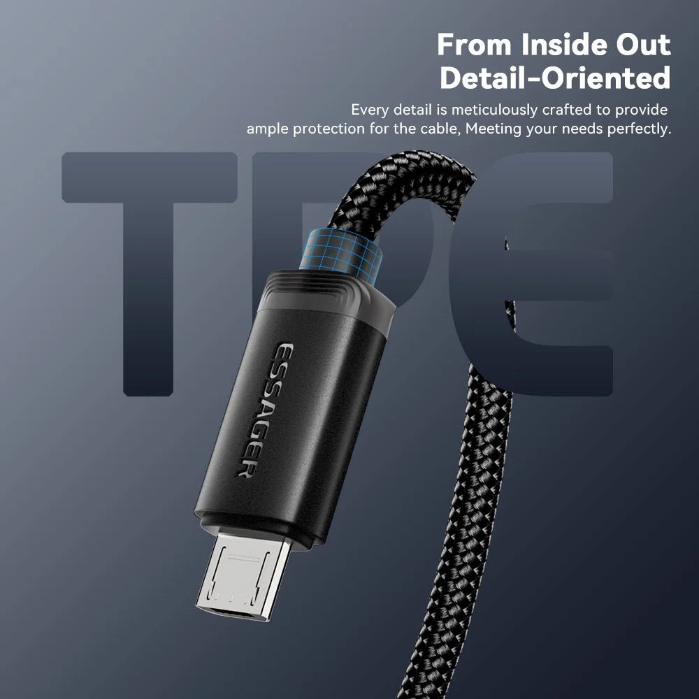 ESSAGER ES-X60 1m USB to Micro Phone Charging Cable Braided Data Cable - 7