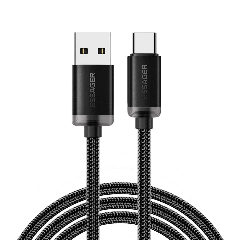 ESSAGER ES-X60 1m USB to Type-C Phone Charging Cable 3A Braided Data Cable - 1