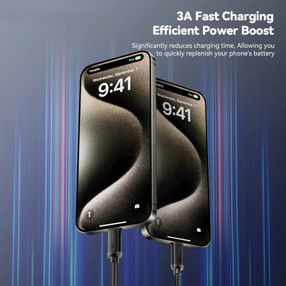 ESSAGER ES-X60 1m USB to Type-C Phone Charging Cable 3A Braided Data Cable - 3