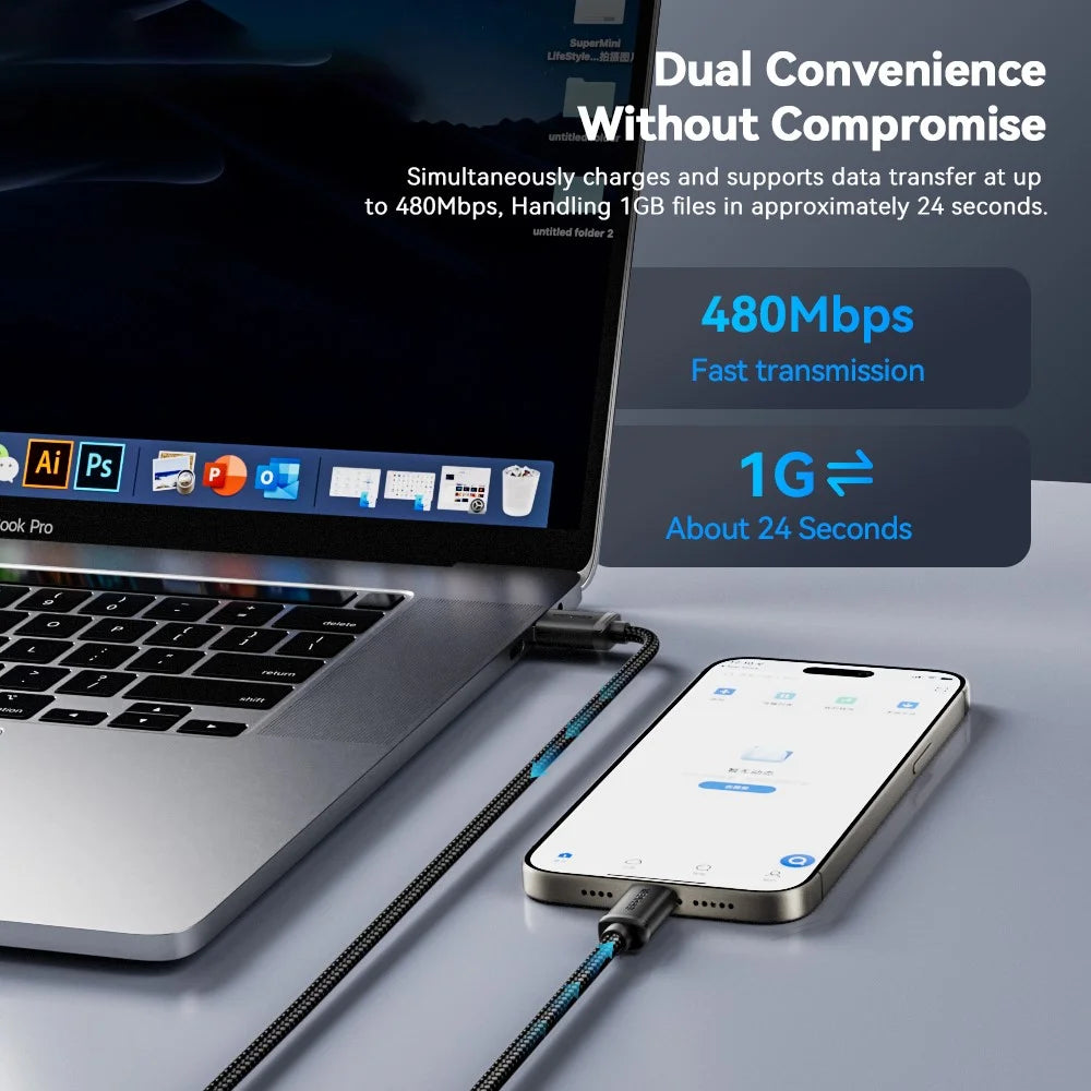 ESSAGER ES-X60 1m USB to Type-C Phone Charging Cable 3A Braided Data Cable - 5