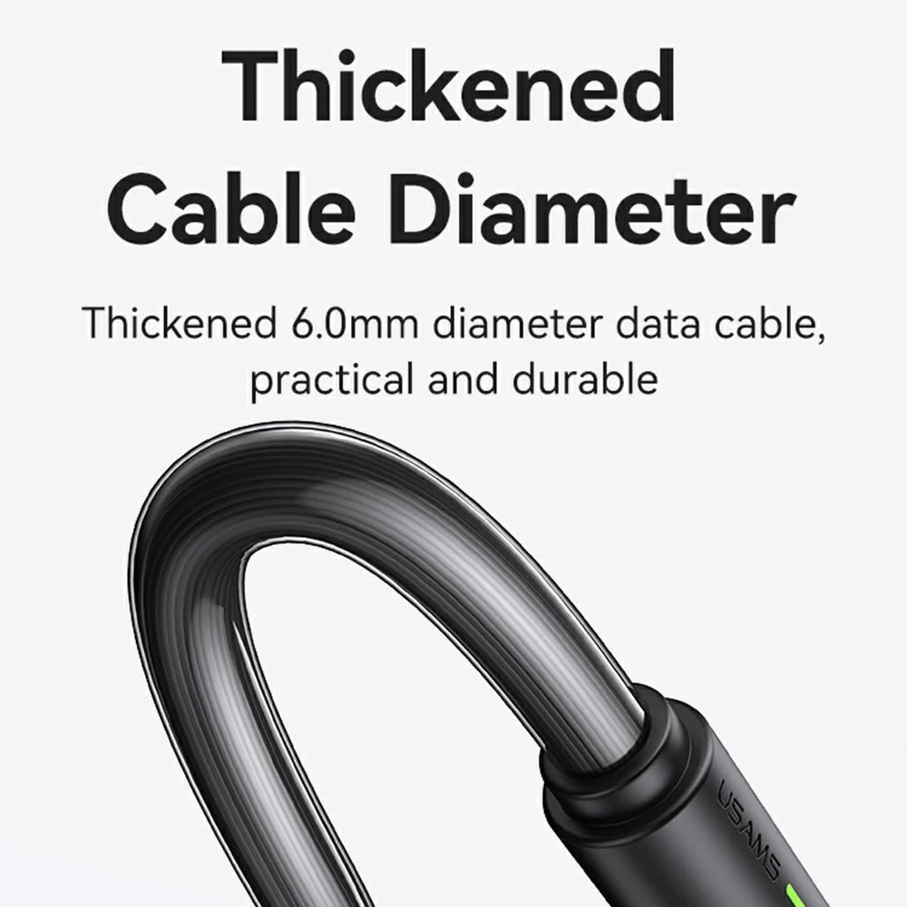 USAMS SJ732 1m USB to Type-C Charging Cable 3A Bicolor PVC Data Sync Cord - Black - 2