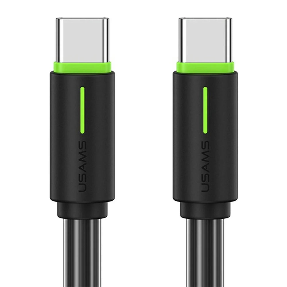 USAMS SJ734 1m 60W Type-C to Type-C Fast Charging Cable Bicolor PVC Data Sync Cord - Black - 1