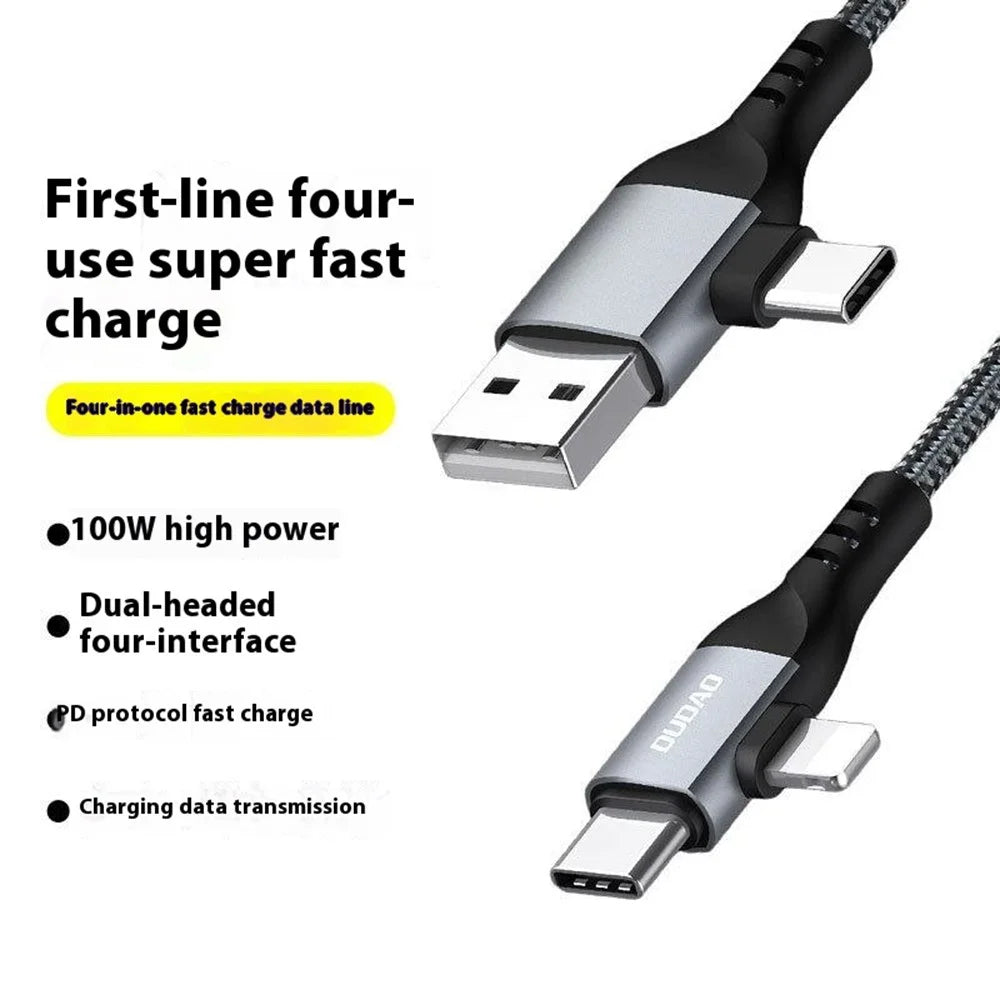 DUDAO L20Pro 1m USB / Type-C to Type-C / iP Charging Cord PD 100W Braided Data Cable - 2