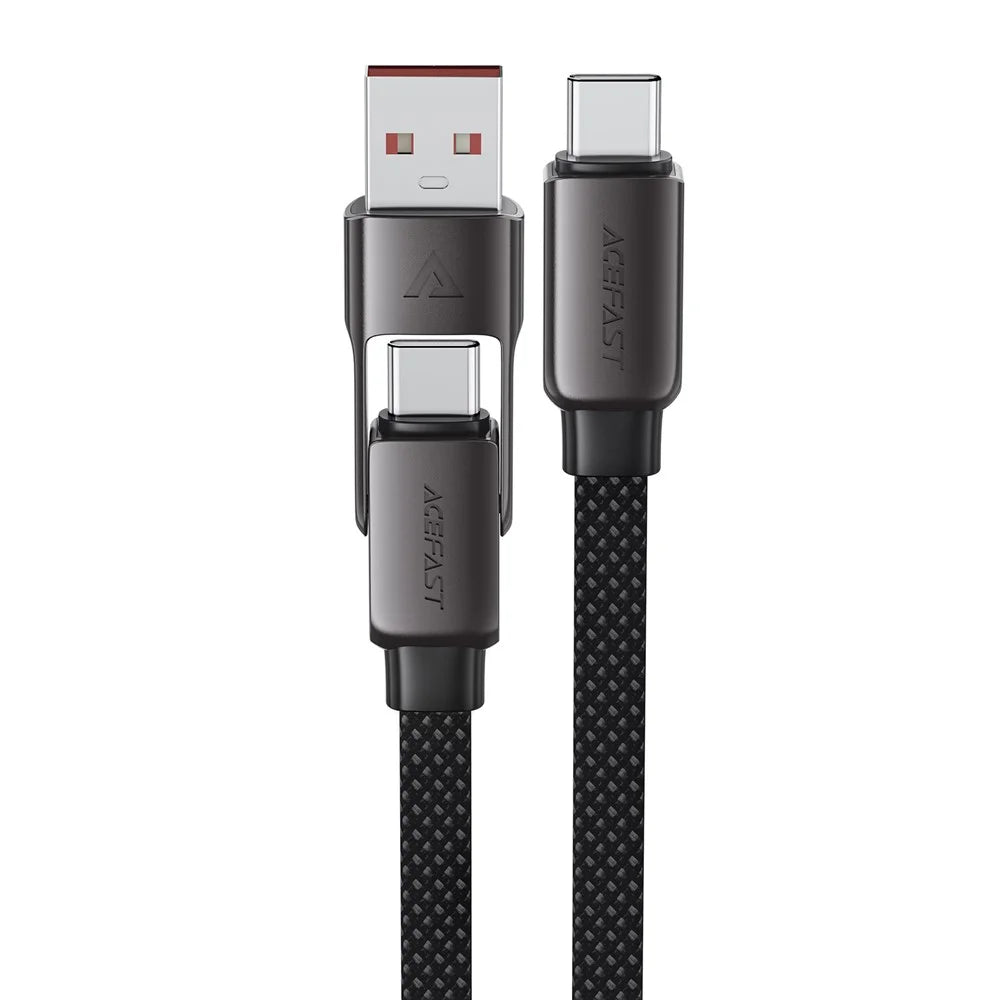 ACEFAST C13-05 0.2m USB-A / USB-C to USB-C Charging Data Cable Braided Zinc Alloy Cord - 4