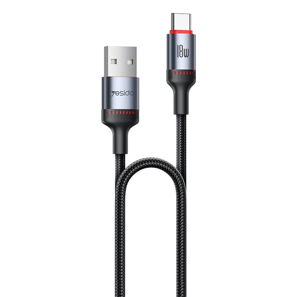 YESIDO CA130C 2m USB to Type C 18W Fast Charging Cable Aluminum Alloy Shell Data Cord - 1