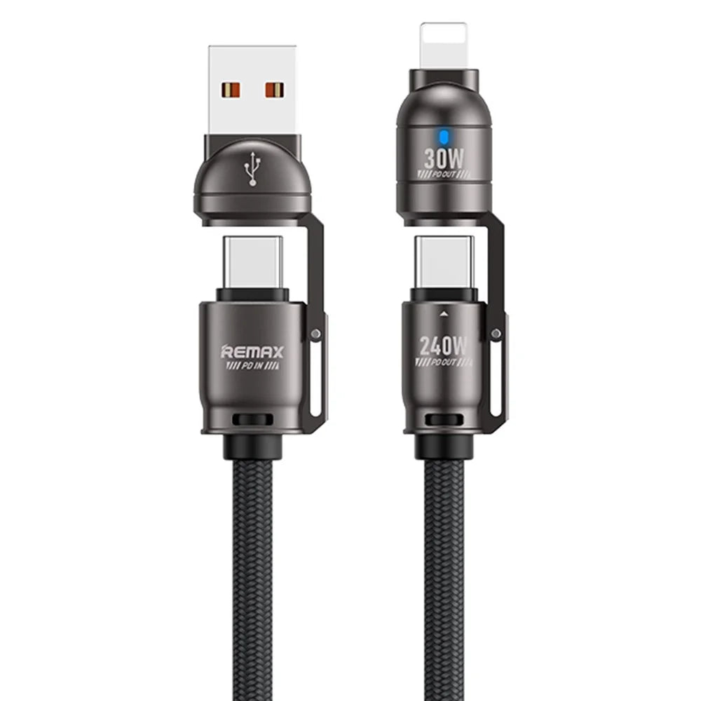 REMAX C1 240W 4 in 1 Multi-Charging Cable 1.2m / 3.9ft L Port / Type-C / USB-A Fast Charging Cord for Tablets / Phones - 1