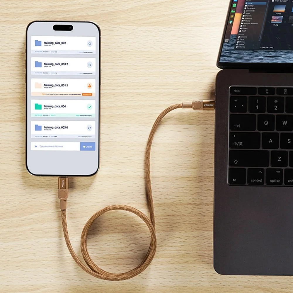 MOMAX Mag.Link 2m 60W Magnetic Braided Fast Charging Cable USB C to USB C Data Cord - Black - 3
