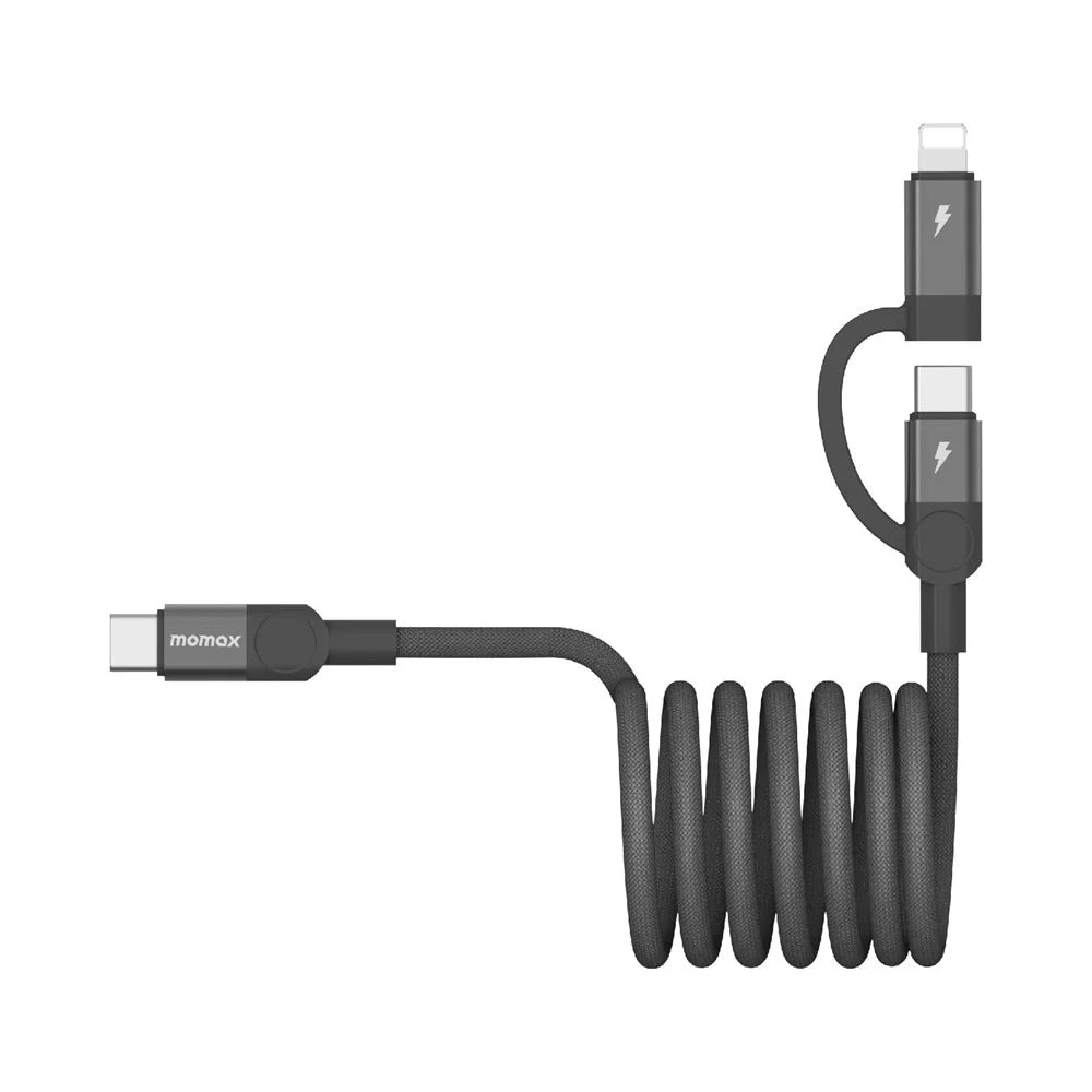 MOMAX Mag.Link 1m Mfi Certified Magnetic Braided Cord 60W USB-C to USB-C / Lightning Fast Charging Cable - Black - 3