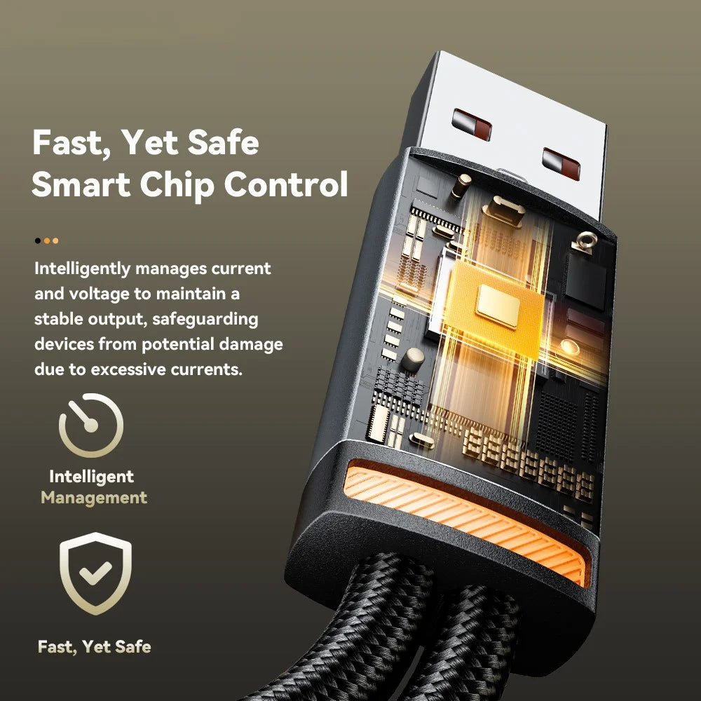 ESSAGER 1m USB-A to iP + Type-C Fast Charging Cable 100W PD Sync Data Transfer Cable - Black - 7