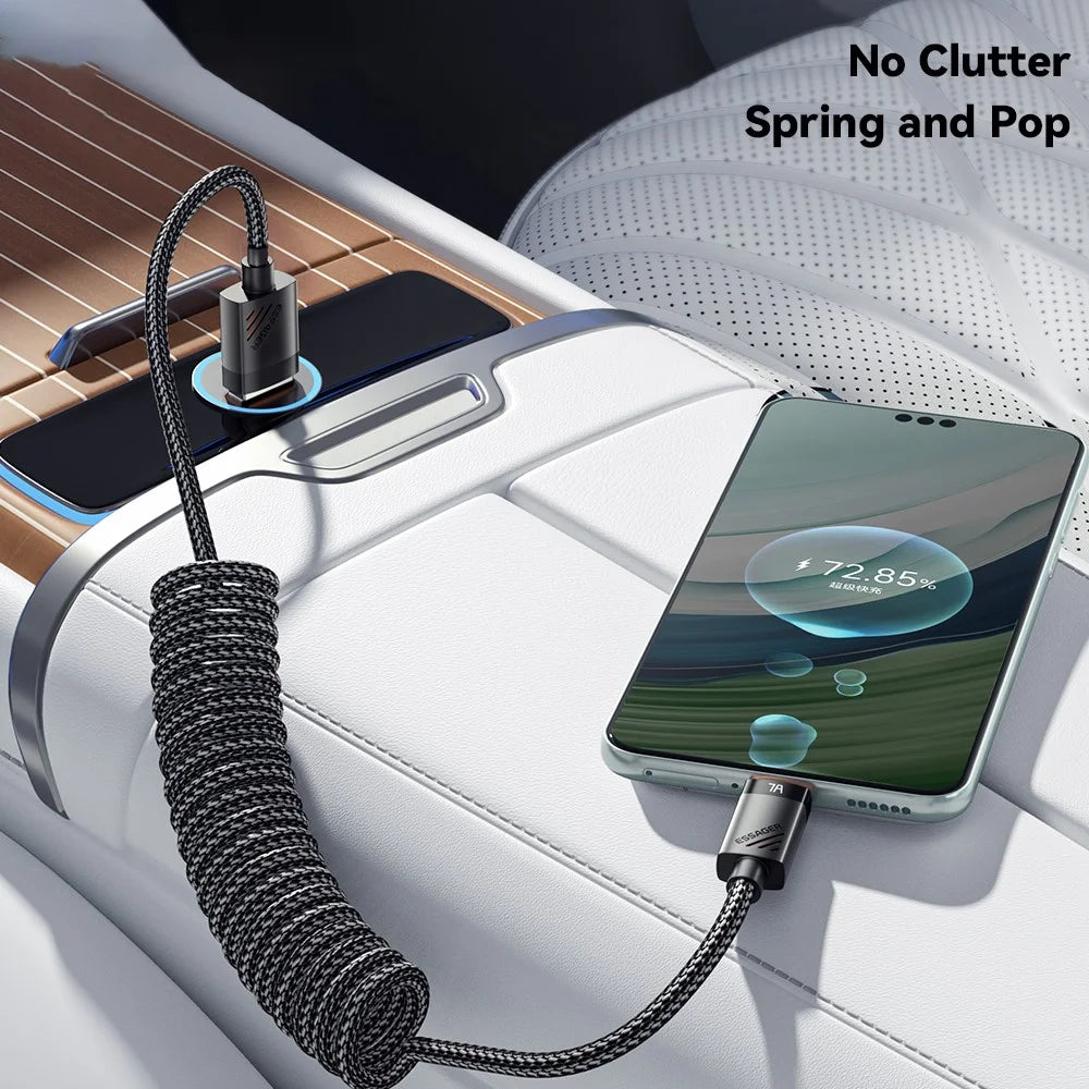 ESSAGER Spring Data Cable USB-A to Type-C 100W 7A Fast Charging Cable 1.8m - 6