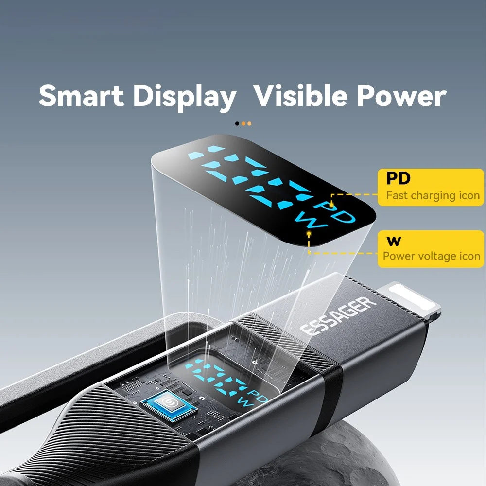 ESSAGER 4-in-1 Data Cable Digital Display PD 100W Fast Charging Cable 2m - 5