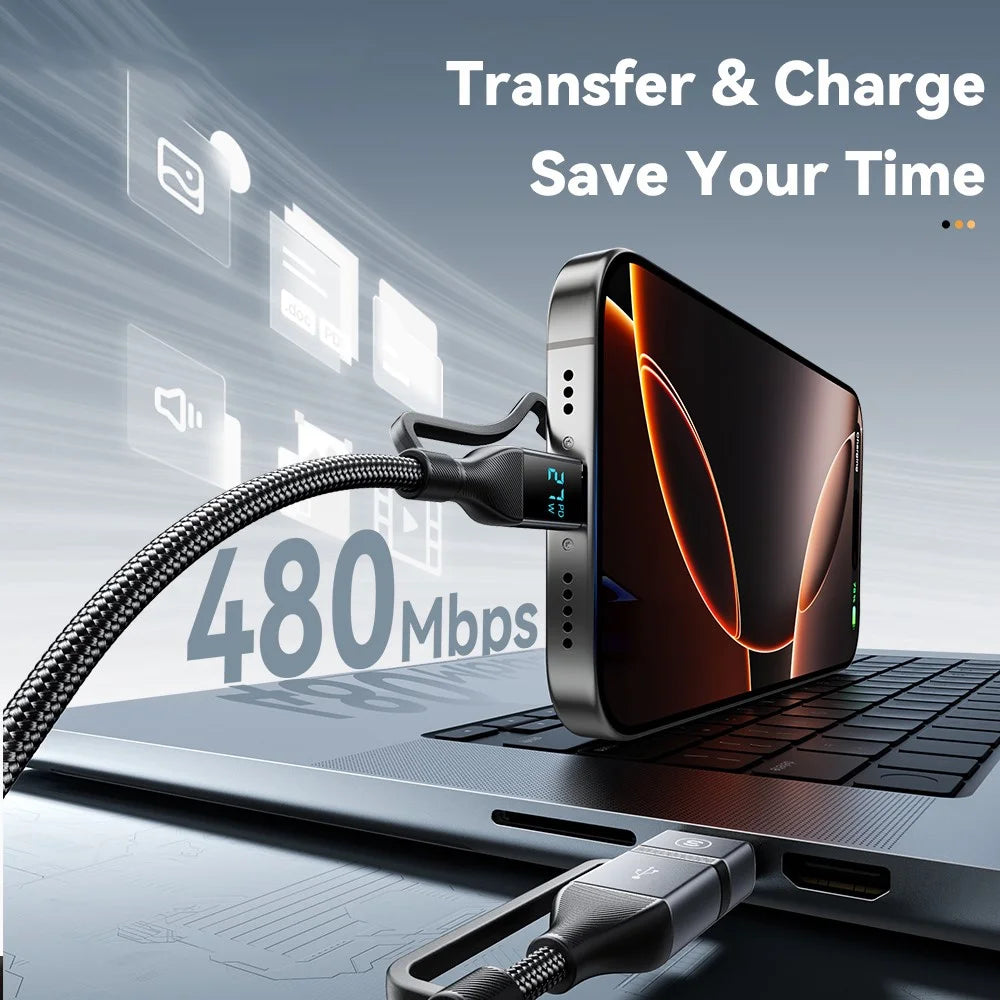 ESSAGER 4-in-1 Data Cable Digital Display PD 100W Fast Charging Cable 2m - 6