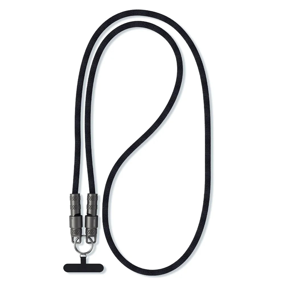 ESSAGER Crossbody Phone Lanyard PD 60W Charging Cable Type-C to Type-C Braided Data Cord 1.2m - Black - 1