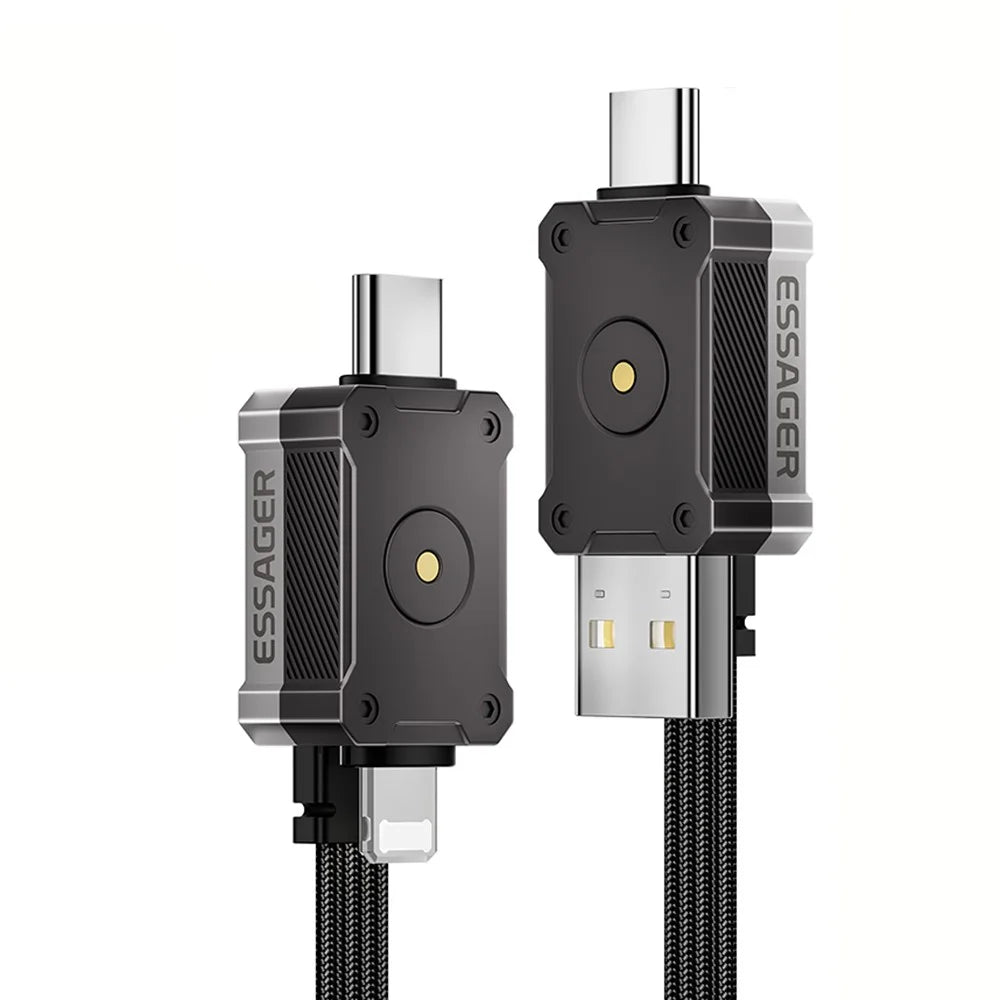 ESSAGER ES-X63 0.25m 4 in 1 Data Cable USB-A / Type-C to Type-C / 8Pin Multi-Function Charging Cord - 1