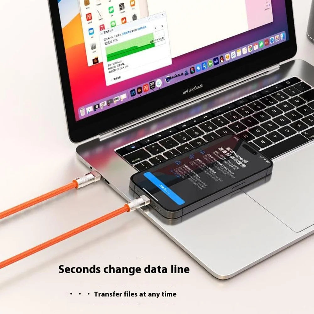 30cm Charging Cable Wrist Strap 27W Fast Charge Data Cord Phone Lanyard with Type-C to L-Port Connector - Multi-color - 2