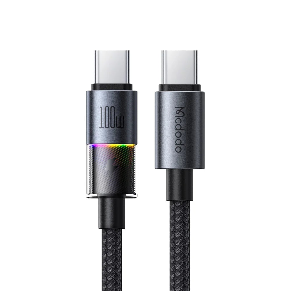 MCDODO CA-8200 1.2m PD 100W Fast Charging Cord with Colorful LED Light USB C to USB C Data Cable - 2
