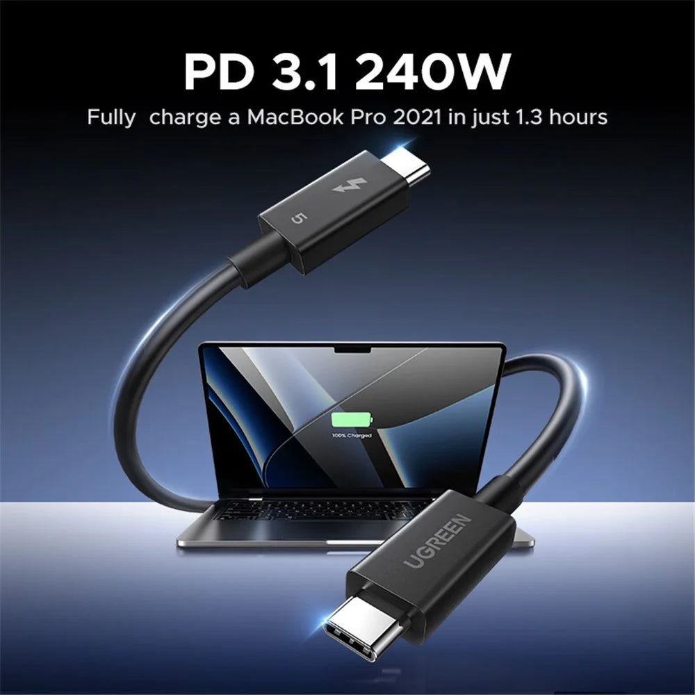 UGREEN Compatible with Thunderbolt 5 Cable Dual-Head Type-C HD 16K Video Audio Data Transfer Charging Cord - 2