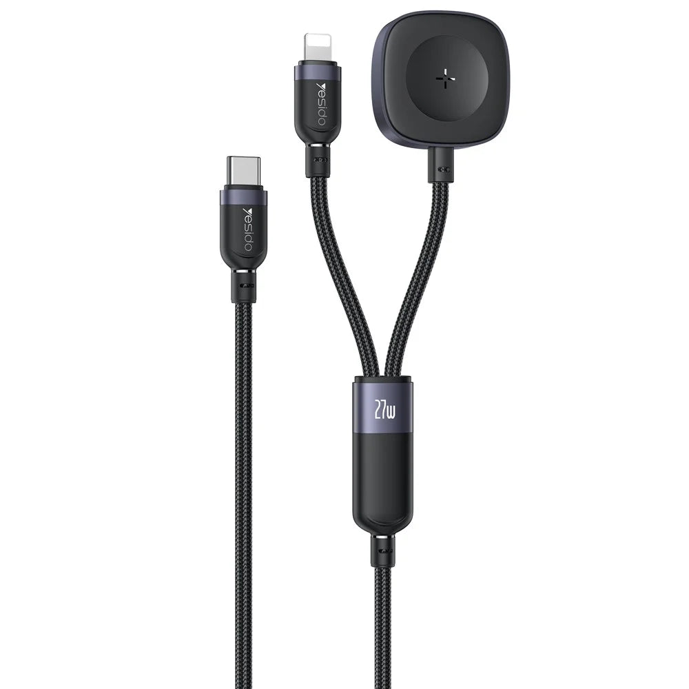 YESIDO CA136L 27W Fast Charging Type C to iP  /  for Apple Watch Wireless Charging Dock 2 in 1 Charging Cable - 1