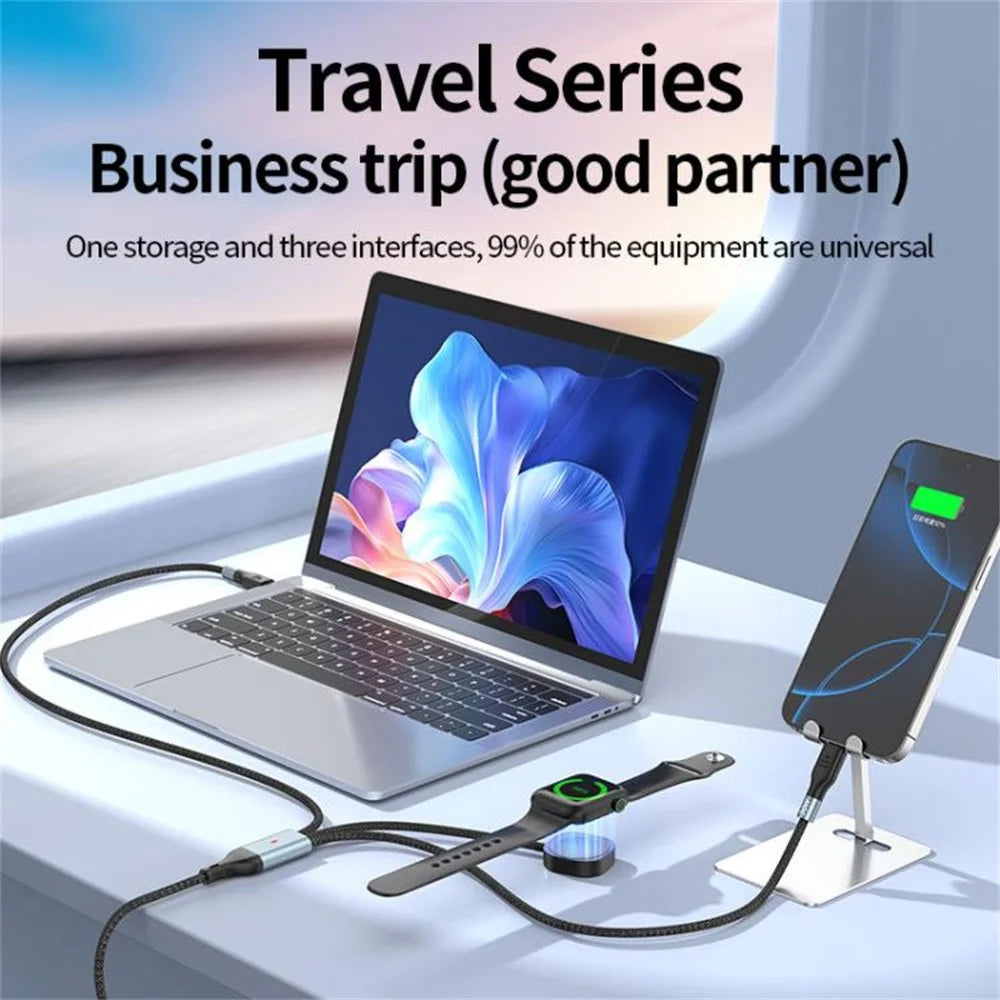 2m 2 in 1 USB A  /  USB C to USB-C  /  for Apple Watch Wireless Charging Dock PD 100W Fast Charging Cable - 6