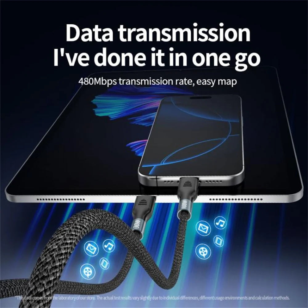 2m 2 in 1 USB A  /  USB C to USB-C  /  for Apple Watch Wireless Charging Dock PD 100W Fast Charging Cable - 7