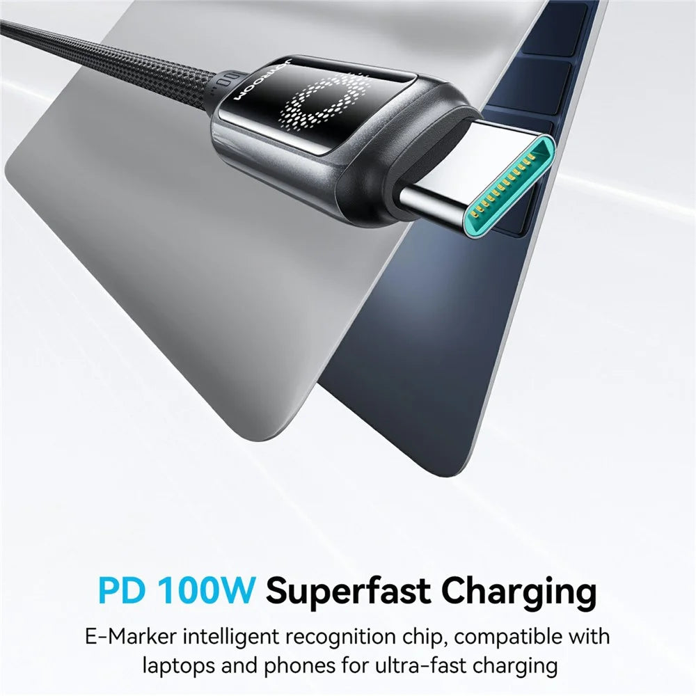 JOYROOM S-A55 1.2m Type-C to Type-C Cable 100W Fast Charging Data Sync Cord - Black - 2
